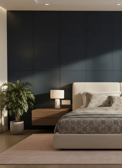 Панель Light Black Velvet, натуральная кожа с перфорацией, черный, 2400х600х50мм