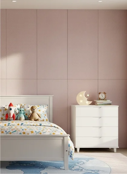 Панель Optima Rose Glimmer, натуральная кожа с перфорацией, розовый, 2400х600х65мм
