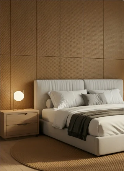 Панель Optima Desert Sand, натуральная кожа с перфорацией, tan, 2400х600х65мм