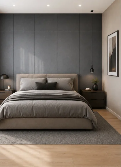 Панель Extra Simple Grey, ткань, серый, 2400х600х70мм