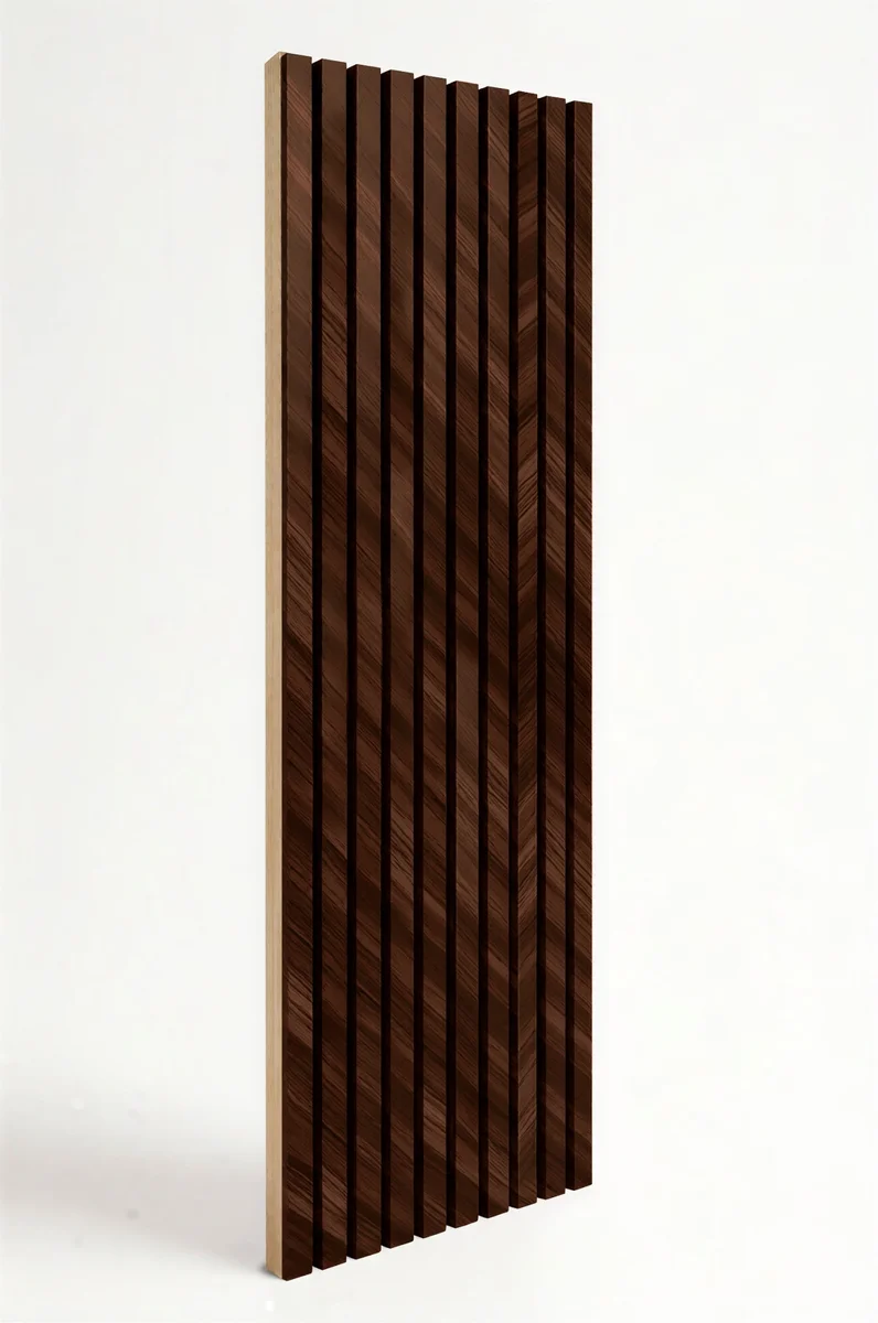 Панель Light Walnut Diag, шпон орех натуральный, рейки, 2400х600х50мм